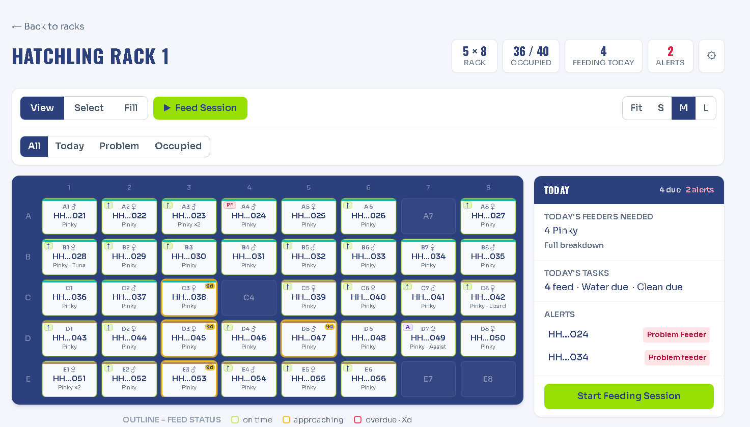 BreederOS: dashboard to feeding day